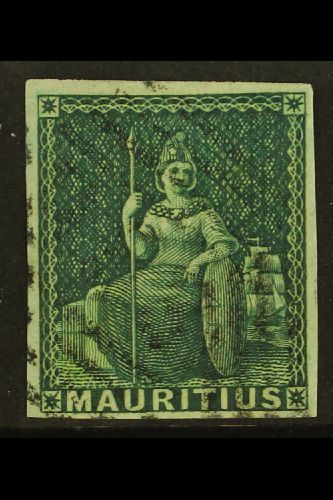 1858  (4d) Green Britannia, SG 27, Superb Used With Good Margins All Round And Light Barred Oval Cancel. Deep Colour. Fo - Other & Unclassified