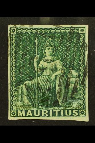 1858  (4d) Green, SG 27, Superb Used With Large Even Margins All Round Clear Proof Like Impression And Crisp, Light  Bar - Other & Unclassified