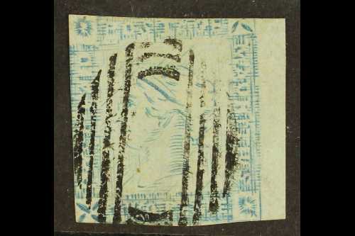 1859  2d Blue Lapirot Worn Impression, SG 39, Finely Used With Neat Postmark, Cut Into But Jumbo Margin At Right, Small - Other & Unclassified