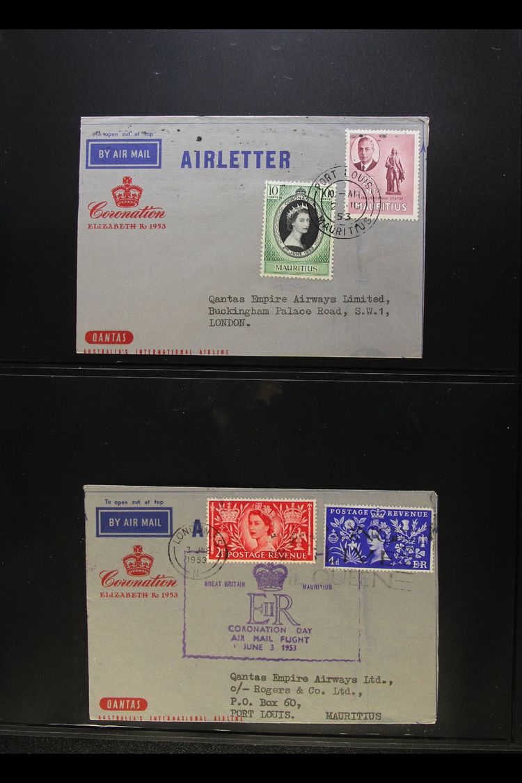 1953 CORONATION - QANTAS AIRMAIL FLIGHTS  "There & Back" Pair Of Special Qantas Coronation Air Letters - June 2nd To Lon - Other & Unclassified