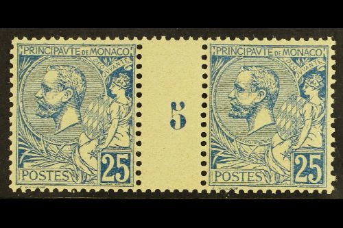 1901  25c Blue, Yvert & Maury 25, MILLESIME GUTTER PAIR With Number "5", Superb Never Hinged Mint, The Stamp Well- Cente - Other & Unclassified