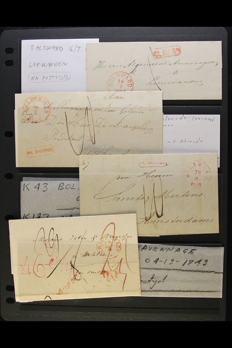 1843-1866 "NA POSTTIJD" (POSTED TOO LATE) COVERS.  An Interesting Collection Of Stampless Unpaid By Sender Entires And E - Other & Unclassified
