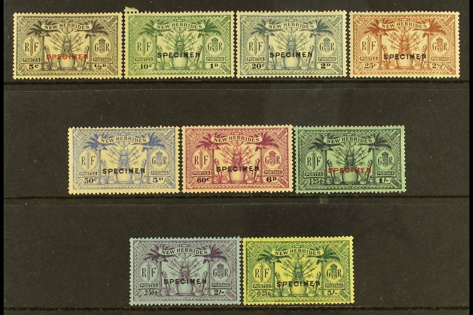 1925  Weapons And Idols Set, Wmk Script, Ovptd "Specimen", SG 43s/51s, Very Fine Mint. (9 Stamps) For More Images, Pleas - Other & Unclassified