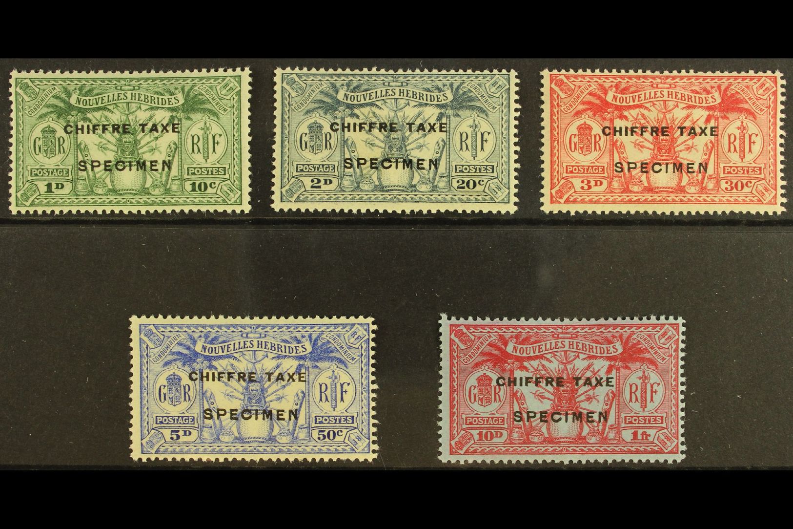 FRENCH CURRENCY - POSTAGE DUES  1925 Chiffre Taxe Ovpt Set, Additionally Ovptd "Specimen", SG FD53s/7s, Very Fine Mint. - Other & Unclassified