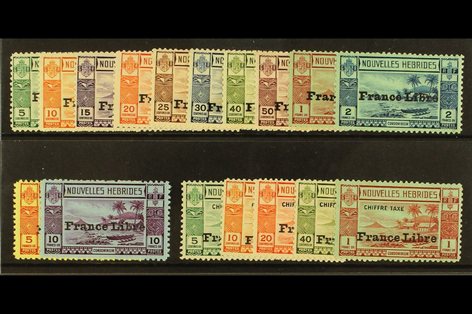 FRENCH: 1941 "FRANCE LIBRE" OVERPRINTS  Complete Set And Postage Due Set, SG F65/76 And FD 77/81, Mint Some With Toning - Other & Unclassified