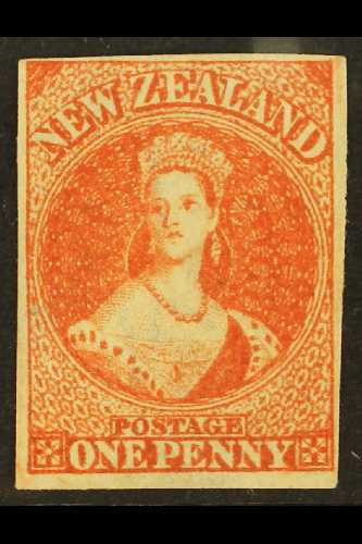 1862  1d Vermilion, Wmk Large Star Imperf, SG 34, Superb Mint No Gum With Clear To Good Margins All Round And Bright Col - Other & Unclassified