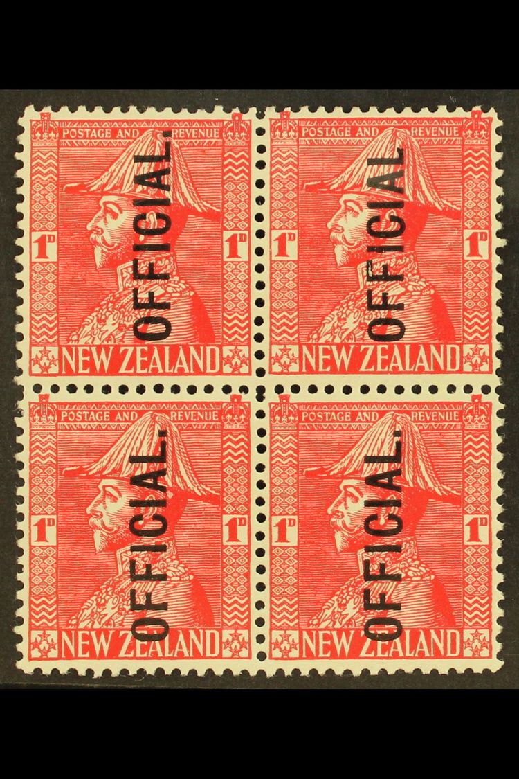 OFFICIALS  1927-33 1d Rose-carmine Perf 14 NO STOP AFTER "OFFICIAL" Variety, SG O111a, Within Never Hinged Mint BLOCK Of - Other & Unclassified