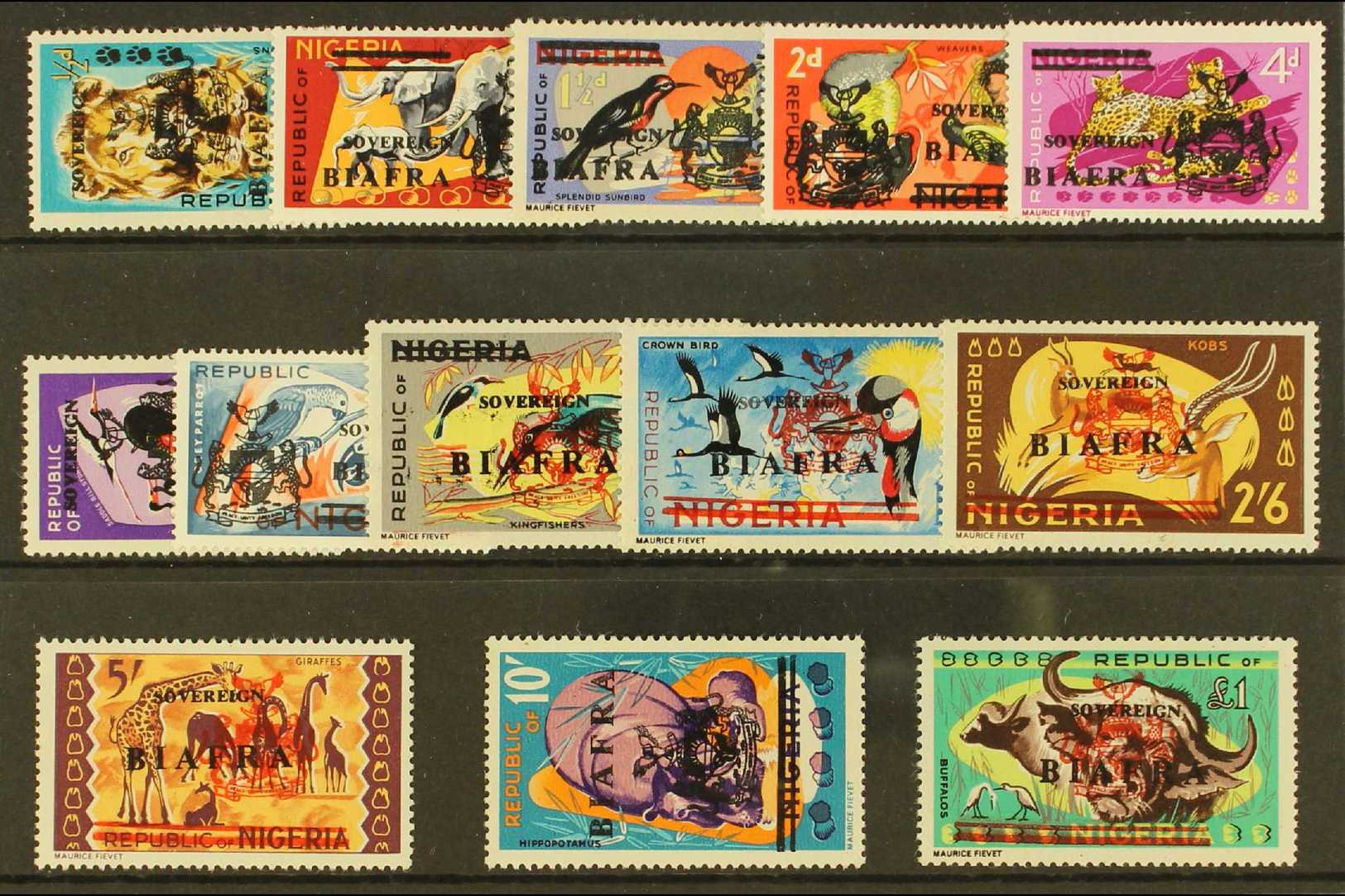 BIAFRA  1968 "Sovereign Biafra" Opt'd Nigeria Set, SG 4/16, Never Hinged Mint With Some Very Light Gum Toning (13 Stamps - Other & Unclassified