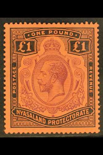 1913  £1 Purple And Black On Red, Geo V, SG 98, Very Fine Mint. For More Images, Please Visit Http://www.sandafayre.com/ - Other & Unclassified