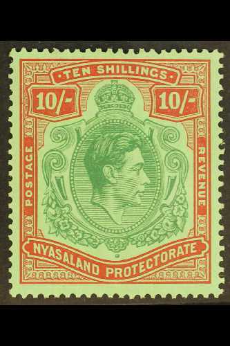 1938-44  10s Emerald & Deep Red On Pale Green, SG 142, Never Hinged Mint. For More Images, Please Visit Http://www.sanda - Other & Unclassified