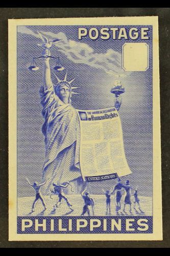 1951  Human Rights Day (as SG 724/26, Scott 572/74) - A DIE PROOF In Blue On Card, With Value Tablet Blank. Overall 25 X - Other & Unclassified