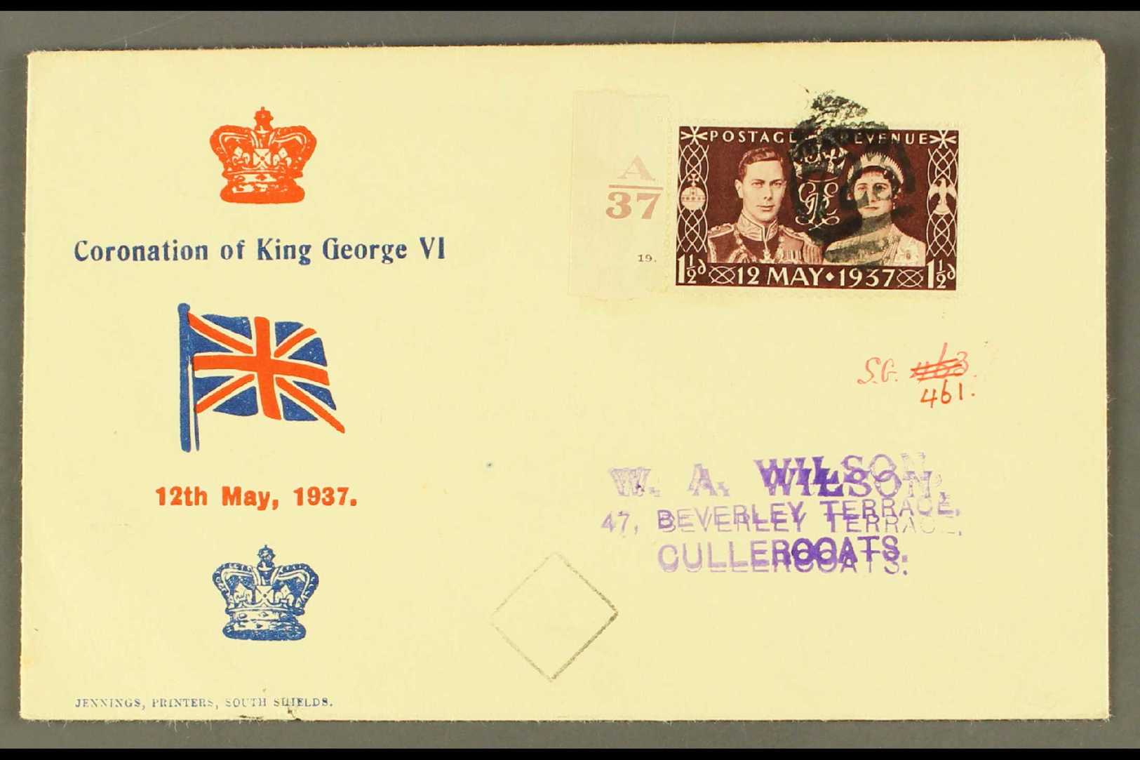 1937  (17 Sept) Unusual Illustrated Coronation Env Mailed From Pitcairn Is (Agency Cds On Reverse) To England, 1937 1½d - Other & Unclassified