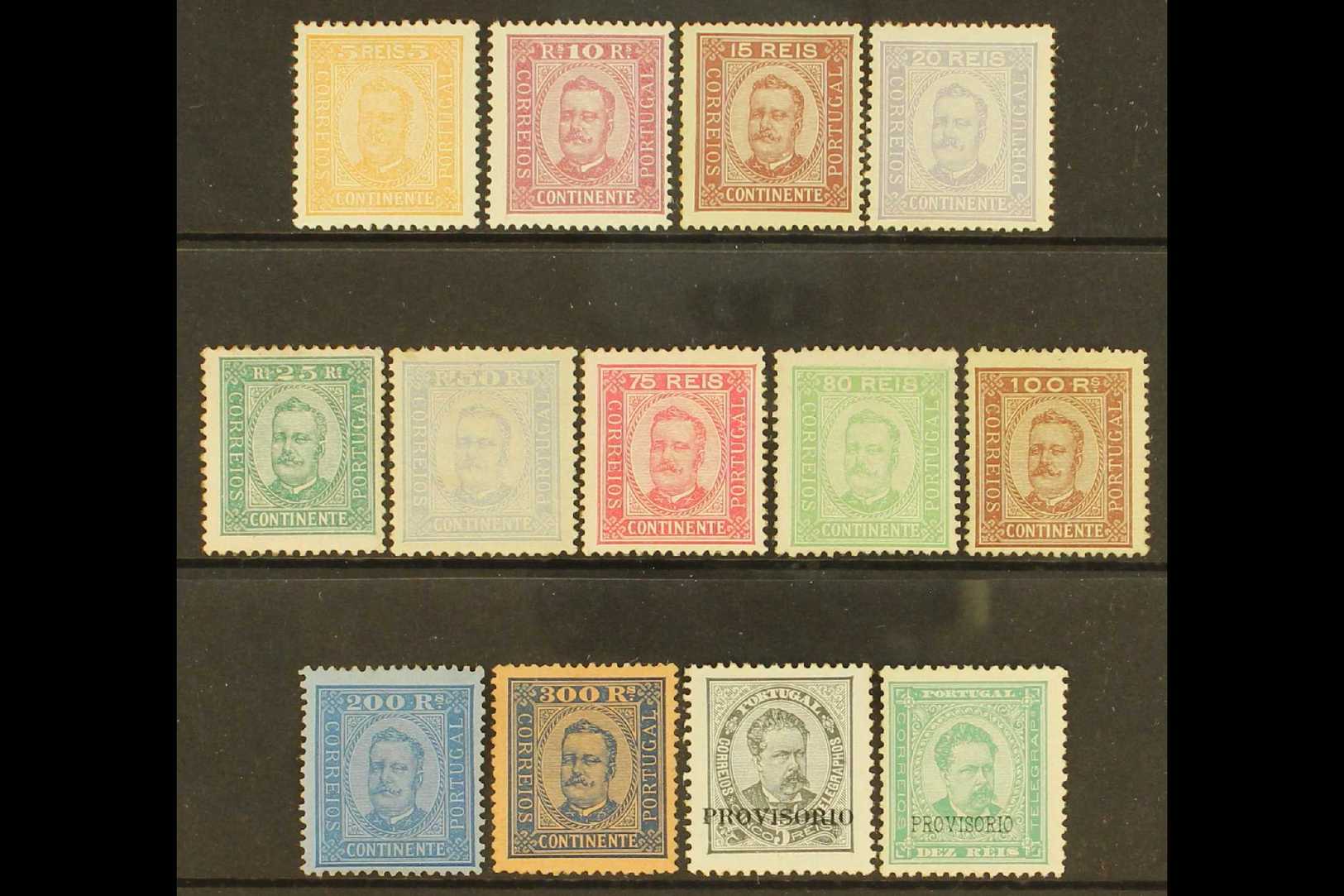 1892-4  King Carlos Definitives, All Values To 300r Except 150r, Mixed Perfs, Also 1892 "Provisorio" Ovptd 5r & 10r, Bet - Other & Unclassified