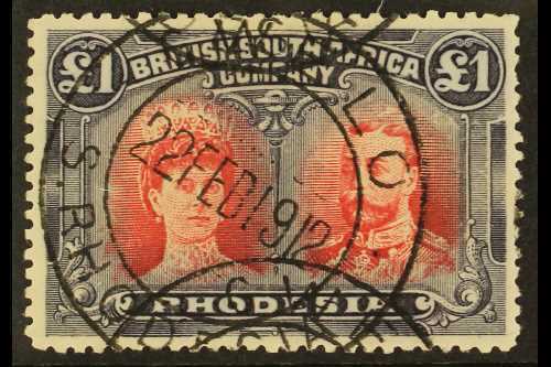 1910-13  £1 Carmine-red And Bluish Black Perf 14 Double Head, SG 165, Very Fine Used. For More Images, Please Visit Http - Other & Unclassified