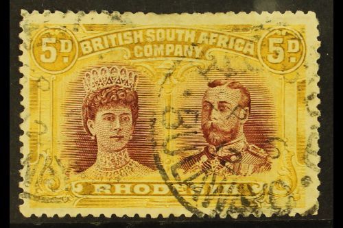 1910-13  5d Purple-brown And Ochre "Double Head", Perf 14, SG 141ab, Used, Few Short Perfs. For More Images, Please Visi - Other & Unclassified