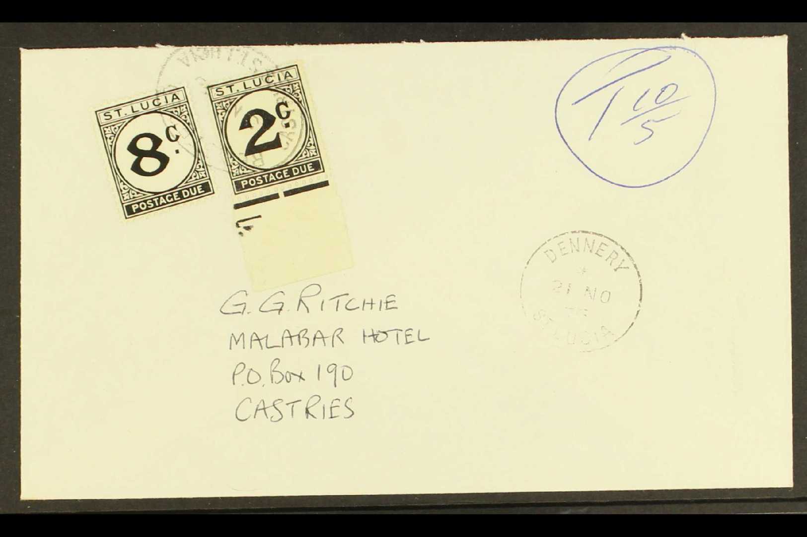 POSTAGE DUES  1975 (21 Nov) Cover Addressed Locally & Posted Without Stamps, Bearing 1952 8c & 1965 2c Postage Duess (SG - Other & Unclassified