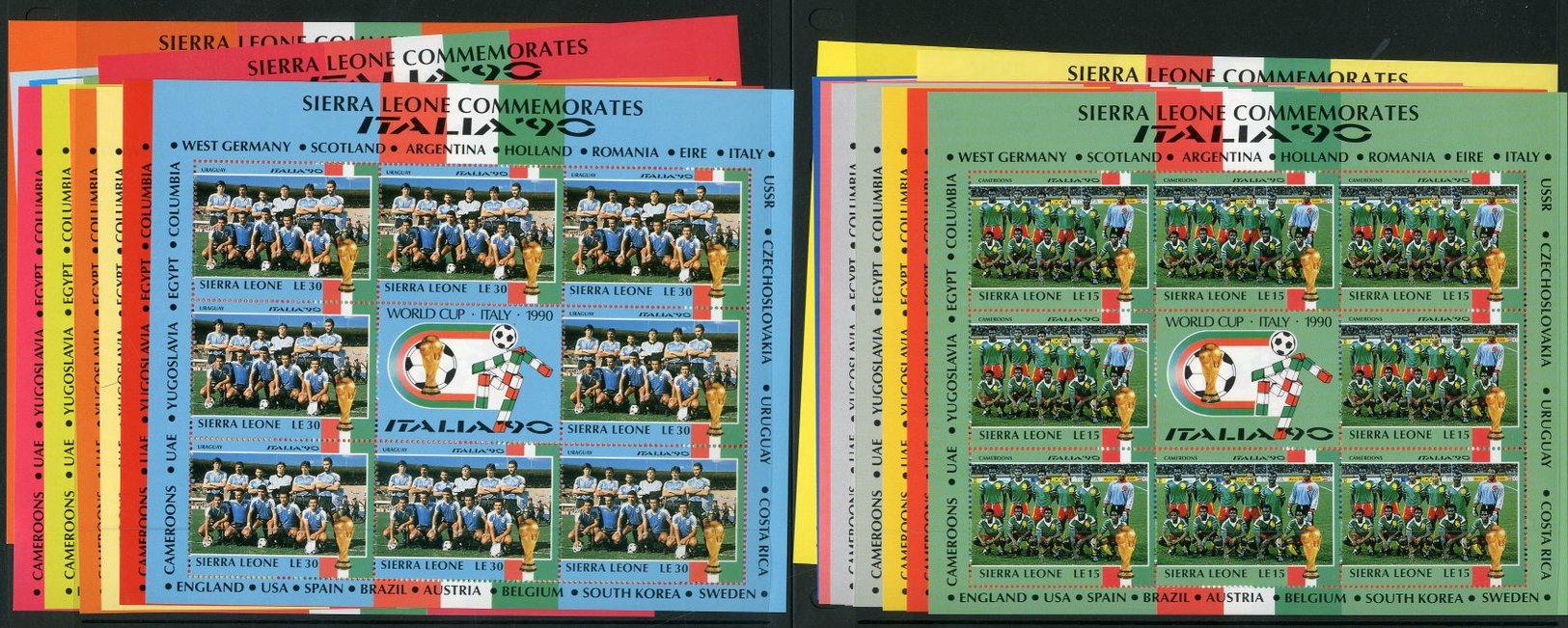 1990  Football World Cup Set Of 24 With Each In Complete Sheetlets Of Eight Stamps Plus Central "ITALIA 90" Label, Super - Other & Unclassified