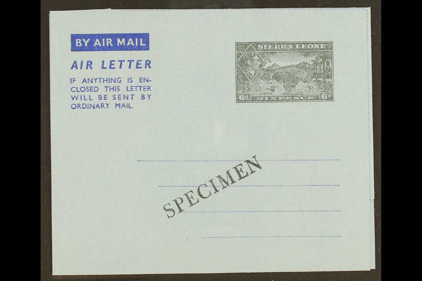 AEROGRAMME  1951 KGVI 6d Grey & Blue On Blue, "SPECIMEN" Overprint, H&G FG2, Unused, Clean & Fine. For More Images, Plea - Other & Unclassified