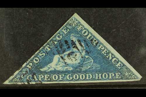 CAPE OF GOOD HOPE  1853 4d Blue On Slightly Blued Paper, SG 4a, Very Fine Used Lightly Cancelled With 3 Margins. Fresh O - Other & Unclassified