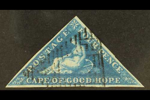CAPE OF GOOD HOPE  1855-63 4d Deep Blue Triangular, SG 6, Very Fine Used With 3 Margins & Lovely Colour. For More Images - Other & Unclassified