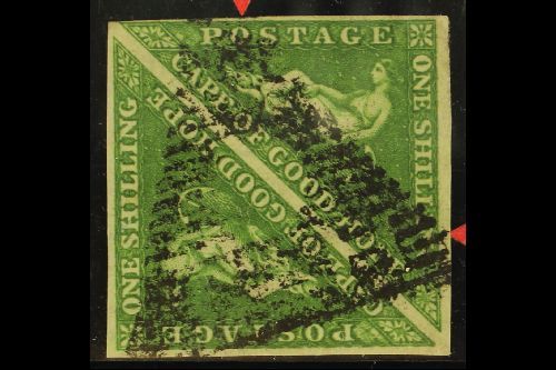 CAPE OF GOOD HOPE  1858 1s Bright Yellow Green, SG 8, "square" Pair Very Fine Used With Clear To Large Margins All Round - Other & Unclassified