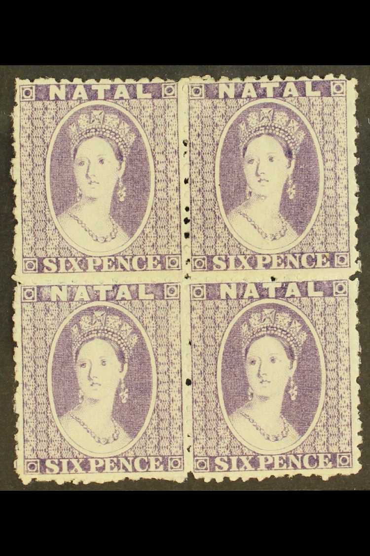 NATAL  1863 6d Lilac, Wmk CC, Perf 12½, SG 23, Superb Mint Og Block Of 4. For More Images, Please Visit Http://www.sanda - Other & Unclassified