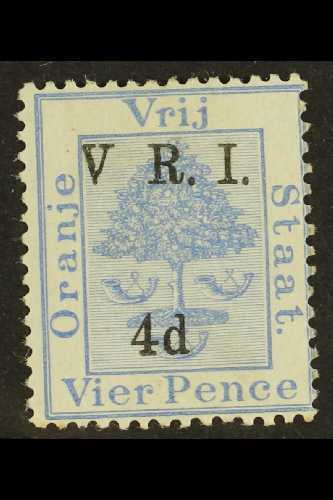 ORANGE FREE STATE  1900 4d On 4d Ultramarine, No Stop After "V" Variety, SG 107a, Fine Mint. For More Images, Please Vis - Other & Unclassified