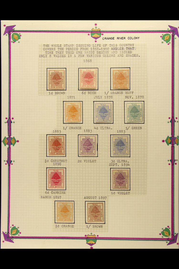 ORANGE FREE STATE  1868 - 1897. ATTRACTIVE SPECIALIZED "ORANGE TREE" MINT & USED COLLECTION Presented On Sleeved, Hand P - Other & Unclassified