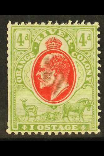 TRANSVAAL  1905 4d Scarlet And Sage Green, Variety "IOSTAGE", SG 150a, Mint, Trimmed Perfs At Left. Cat £200. For More I - Other & Unclassified