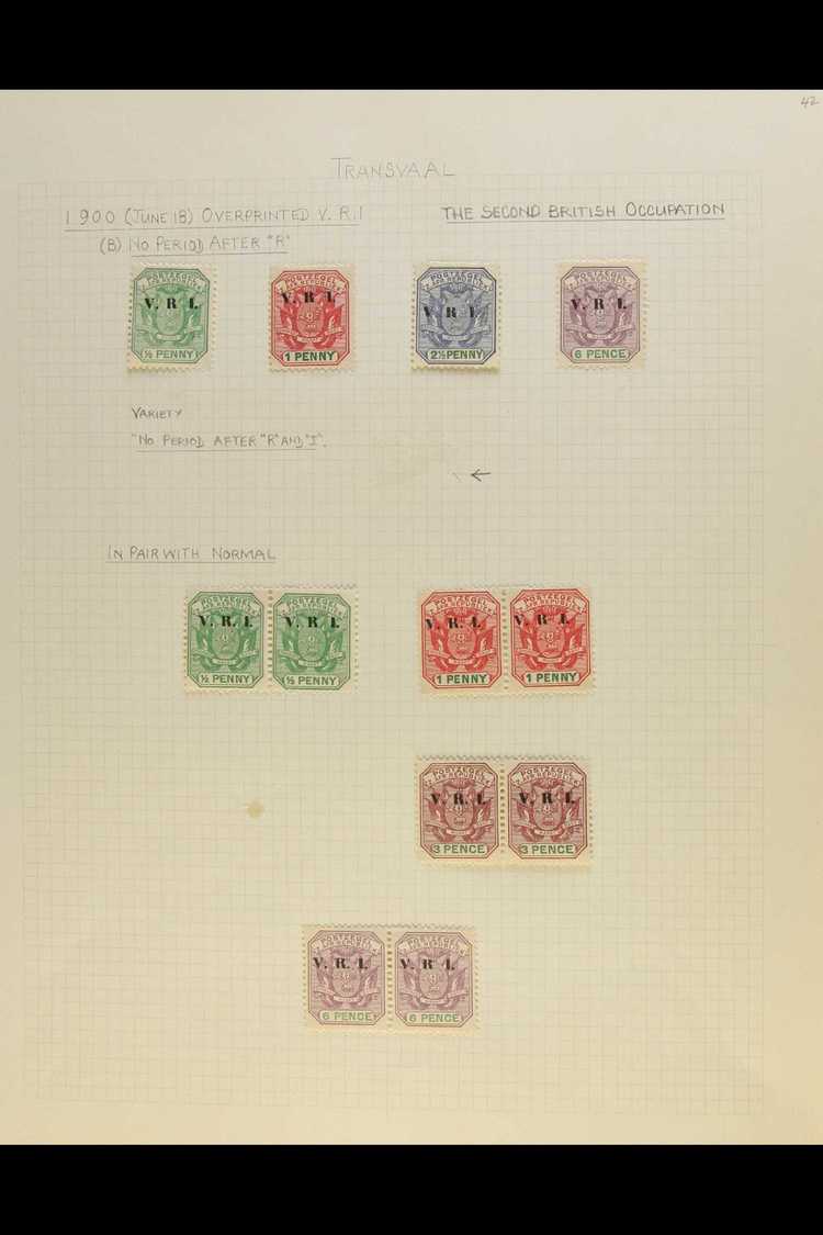 TRANSVAAL  1900 "V.R I." NO STOP AFTER "R" OVERPRINT VARIETY. A Beautiful Mint Collection With The ½d, 1d, 2½d & 6d Valu - Other & Unclassified