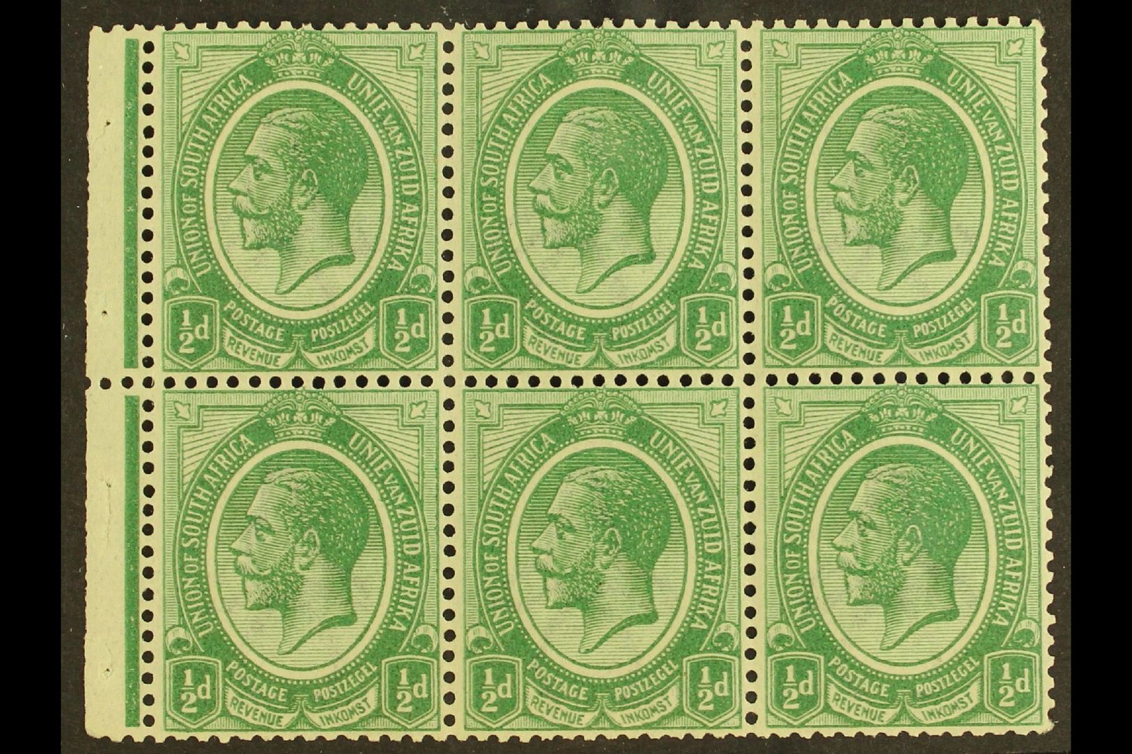 1921-2  BOOKLET PANE ½d Green, Watermark Inverted, Pane Of 6 With Binding Margin, SG 3, Never Hinged Mint. For More Imag - Other & Unclassified