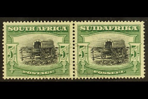 1927-30  5s Black And Green Perf 14, SG 38, Fine Used Horizontal Pair With Light Cancel. For More Images, Please Visit H - Other & Unclassified