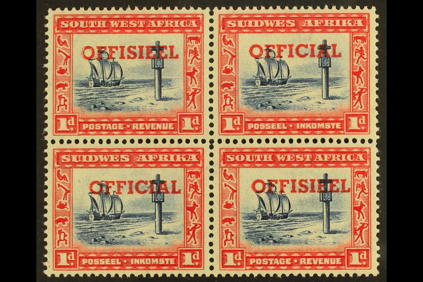 OFFICIAL  1951-2 1d TRANSPOSED OVERPRINTS In A Block Of Four, SG O24a, Top Pair Lightly Hinged, Lower Pair Never Hinged - Other & Unclassified
