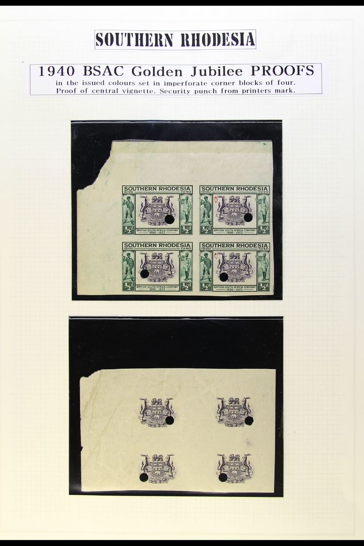 1940  ½d BSAC Golden Jubilee IMPERFORATE PROOF BLOCK OF FOUR In The Issued Colours Each With A Punch Hole And A Couple W - Other & Unclassified