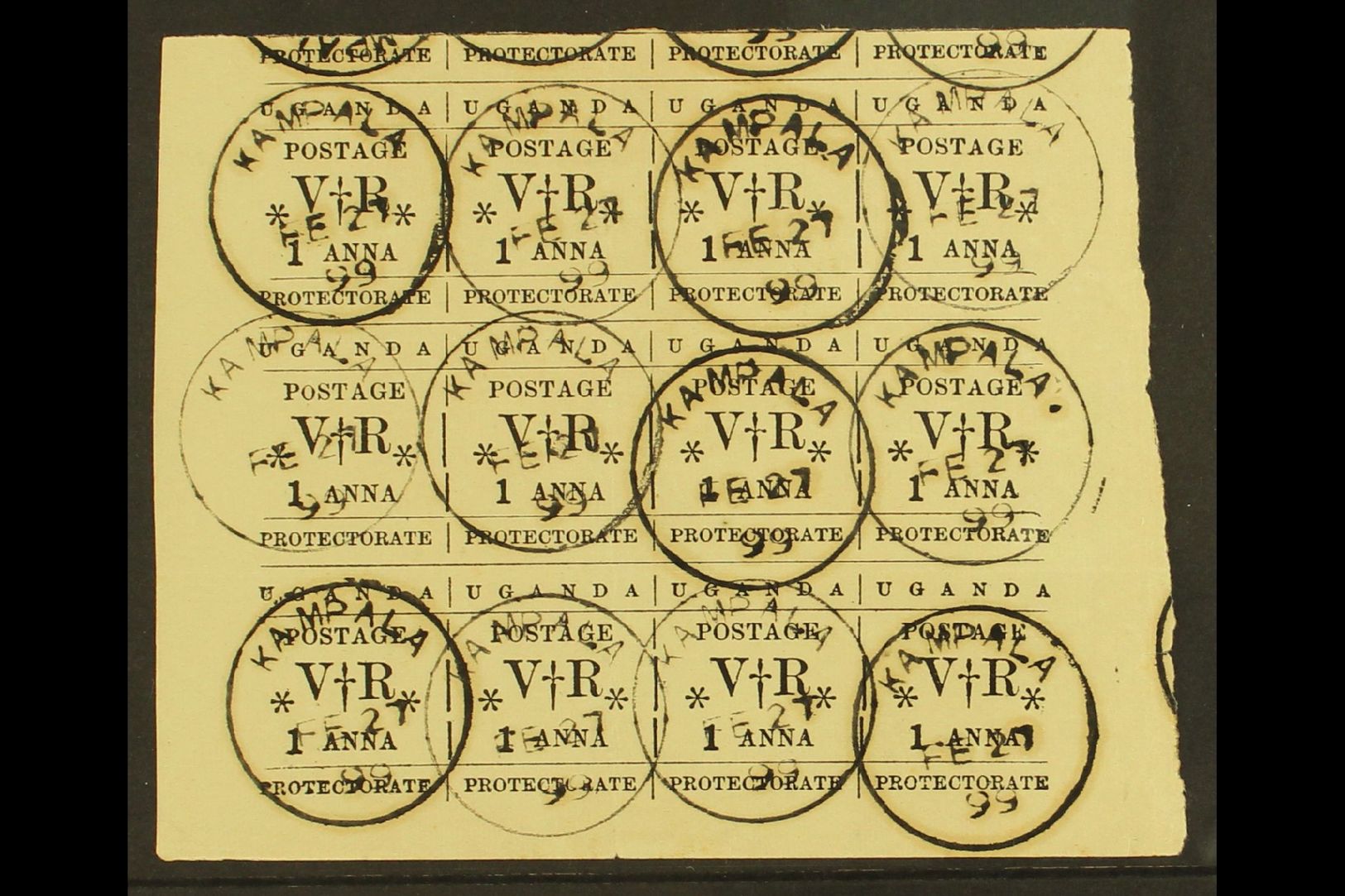 1896  1a Black Typeset, Used Part Pane Of 12, One Copy Showing The Variety "small O", SG 55, 55a, Very Fine Used. (12 St - Other & Unclassified