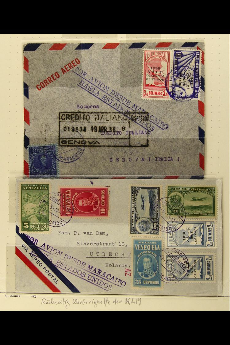 1938-42 AIRMAIL COVERS COLLECTION  In Mounts On Album Pages. Overseas Examples To The U.S.A, Brazil, Sweden, Czechoslova - Other & Unclassified