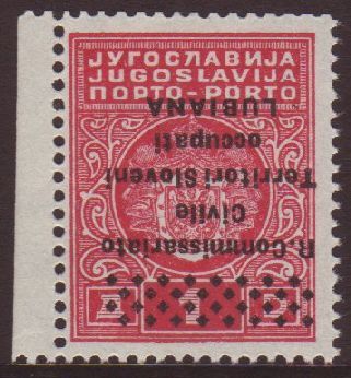 ITALIAN OCCUPATION OF LUBIANA  Postage Due 1941 1d Rose Carmine Marginal Example, Showing Overprint Inverted, Sassone 7b - Other & Unclassified