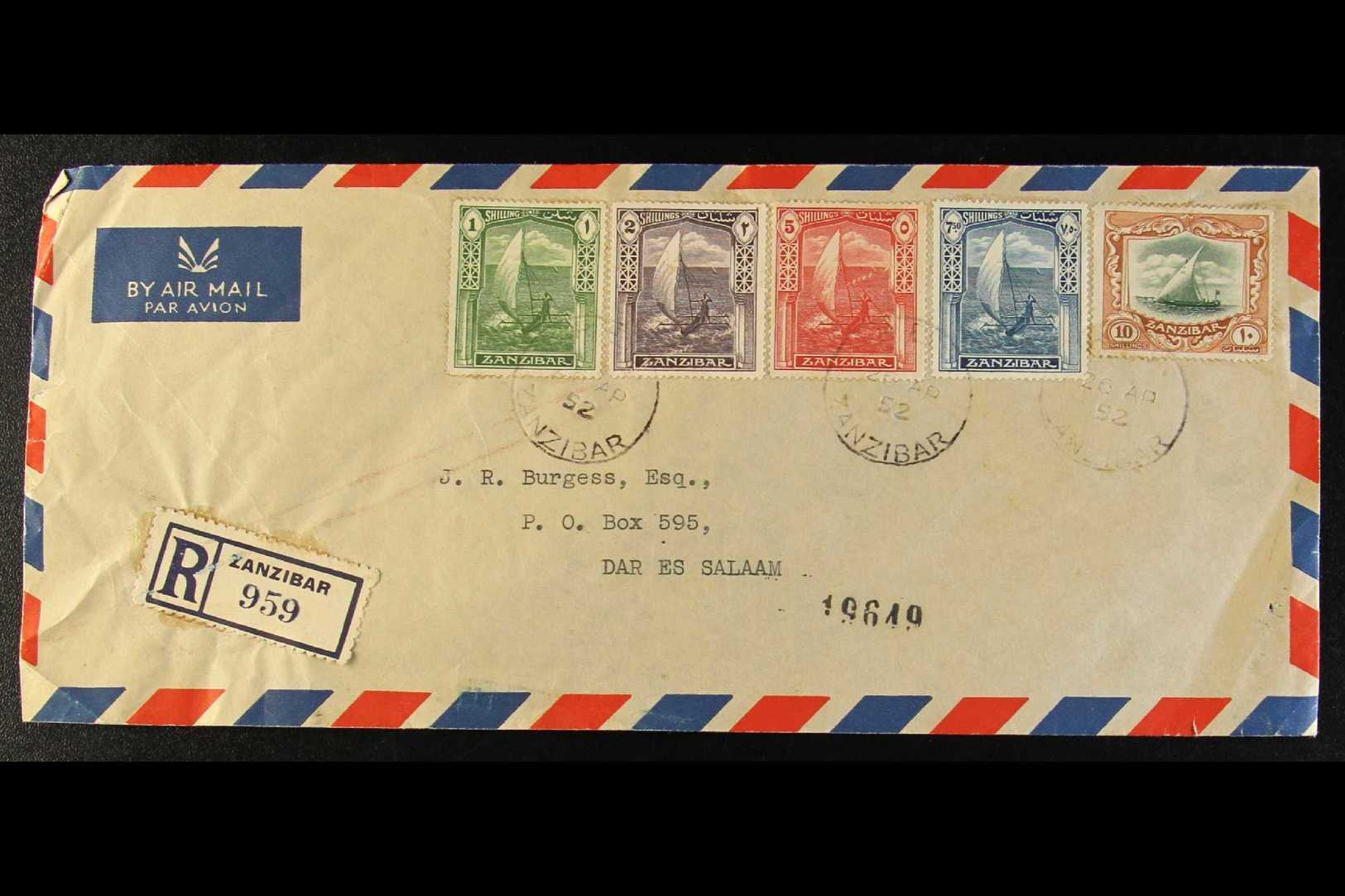 1936  1s To 10s High Values, SG 318/22, Neatly Used On 1952 Registered Airmail Cover. For More Images, Please Visit Http - Other & Unclassified