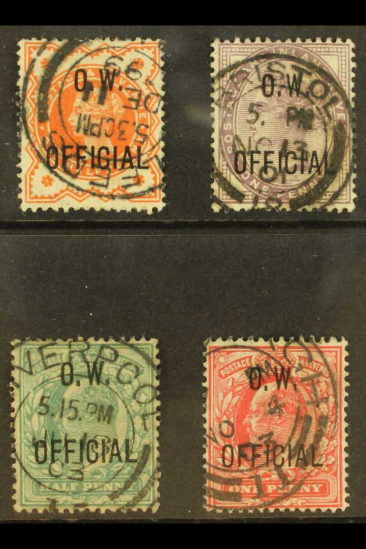 OFFICIAL - OFFICE OF WORKS  "O.W. / OFFICIAL" Overprinted QV ½d Vermilion And 1d Lilac, Plus KEVII ½d Blue-green And 1d - Other & Unclassified