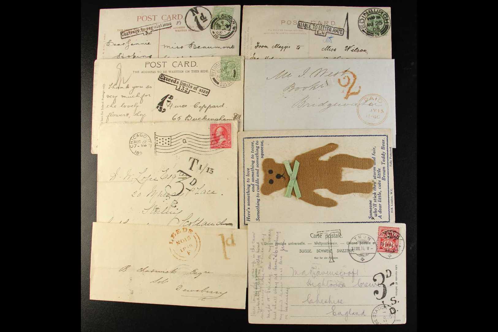 1846-1920 POSTAGE DUE AND TAX MARKINGS ON COVERS & CARDS COLLECTION  A Most Interesting Group With 1846 Hand Struck "2" - Other & Unclassified