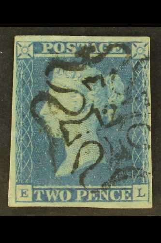 1841  2d Blue "EL", With Clear No. 12 In Maltese Cross, Four Clear To Good Margins.  For More Images, Please Visit Http: - Other & Unclassified