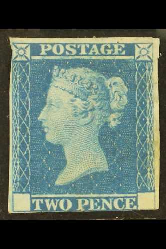 1841  2d Blue TRIAL PROOF On Watermarked Ungummed Paper, Without Letters In Lower Corners, SG Spec DP43, Into At A Coupl - Other & Unclassified