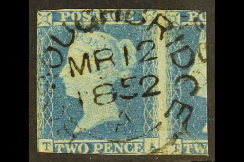 1841  2d Pale Blue 'TA' (plate 4), Cancelled By Superb 'Boroughbridge MR 12 1852,' Cds Cancellation, SG 13g, With 3 Marg - Other & Unclassified