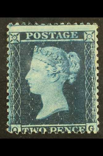 1855  2d Blue (plate 5) Wmk Large Crown Perf 14, SG 34, Mint Part OG With Lovely Strong Colour & Full Perfs. Cat £2850. - Other & Unclassified