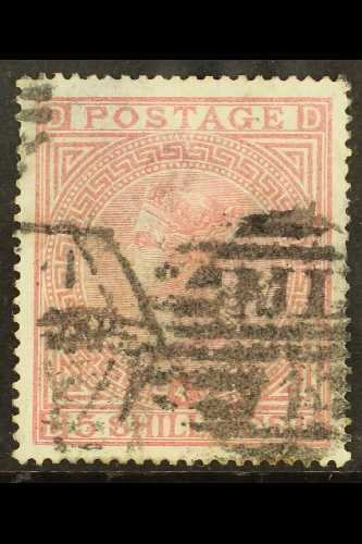 1867-73  5s Rose, Plate 4, Watermark Anchor On White Paper, SG 134, Used With Thin, Otherwise Reasonable And With Good P - Other & Unclassified