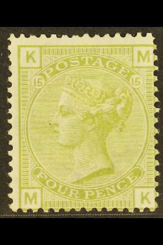 1877  4d Sage-green Plate 15, Wmk Large Garter, SG 153, Fresh Mint With Large Light Hinge Area, Great Colour & Full Perf - Other & Unclassified