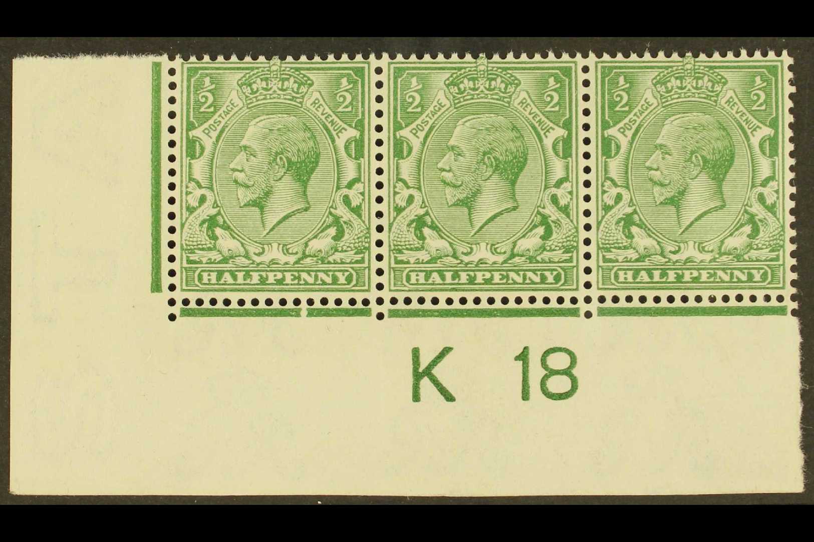 1912-24  ½d Green With WHITE SPOT ABOVE RIGHT DOLPHIN'S MOUTH Variety (Pl. 46b, R. 20/3), SG Spec N14o, Within Fine Neve - Other & Unclassified