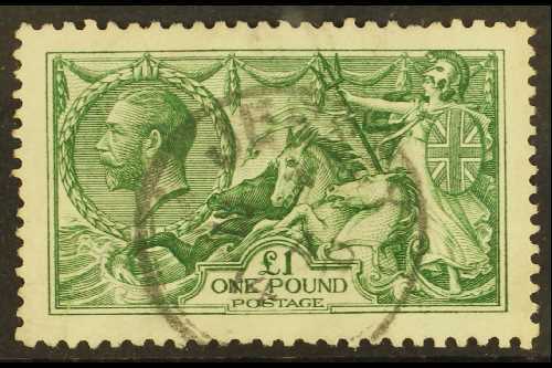 1913  £1 Deep Green, Waterlow Printing, SG 403, Spec N72(2), Fine Used, JERSEY C.d.s. Postmark. For More Images, Please - Other & Unclassified