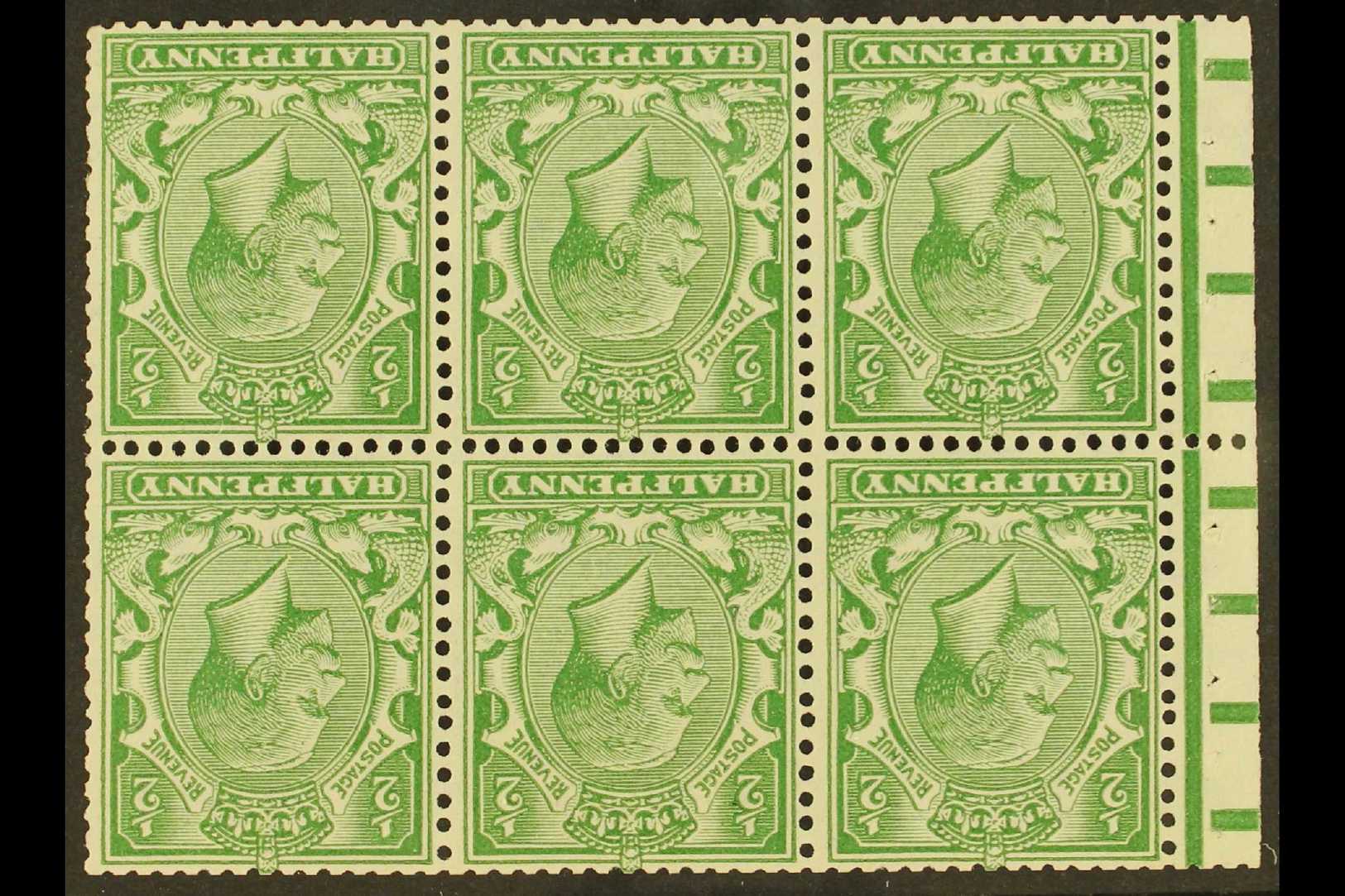 1924-26  ½d Green Watermark Inverted Complete BOOKLET PANE Of 6, SG Spec NB12a, Fine Mint, Good Perfs, Fresh. For More I - Other & Unclassified