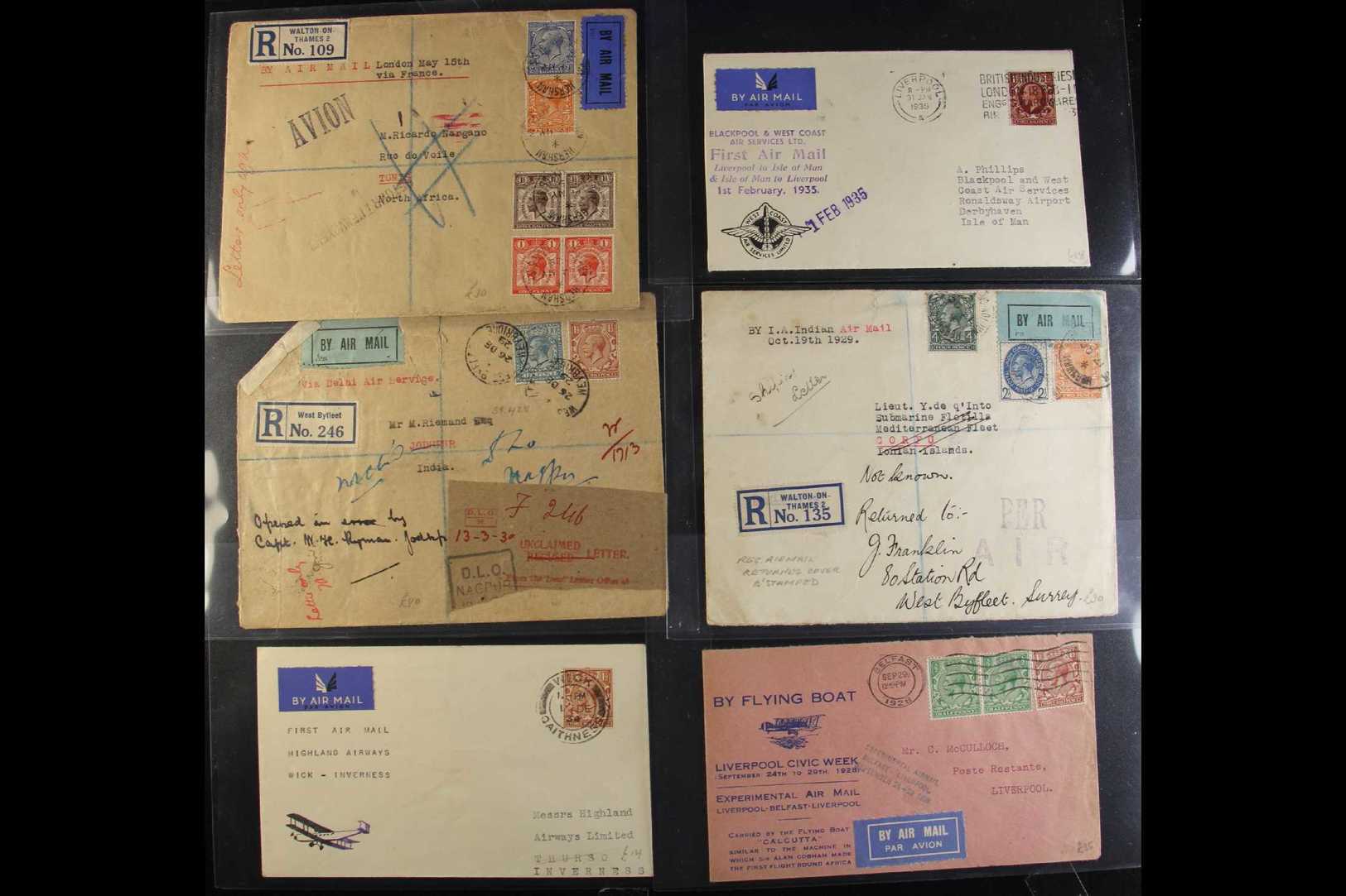 1928-1936 FLOWN COVERS  Interesting Collection Including Registered Returned Items To Bahrain, Corfu, India And Tunis; 1 - Other & Unclassified